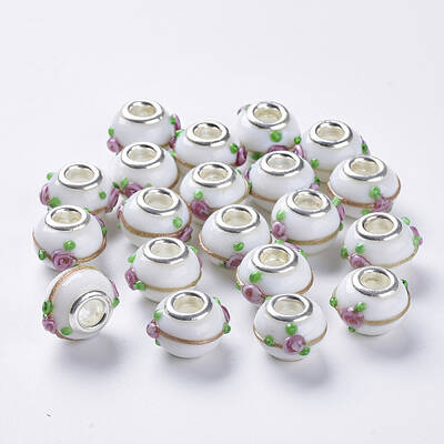 Handmade Gold Sand Lampwork European Beads