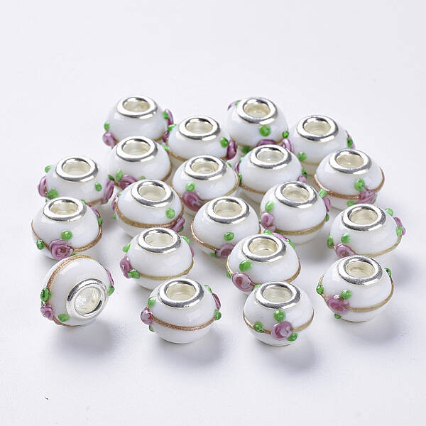 Handmade Gold Sand Lampwork European Beads