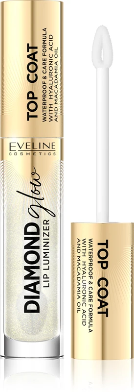 Eveline Cosmetics Diamond Glow Lip Gloss With Hyaluronic Acid Color 12 Top Coat 4.5 Ml