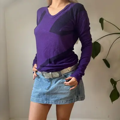 Versus By Versace V-neck Jumper - Medium Purple Cotton Blend