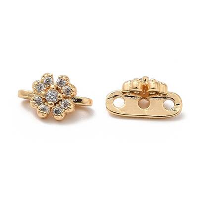 Brass Micro Pave Clear Cubic Zirconia Connector Charms