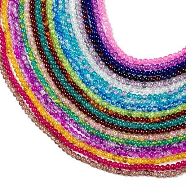 20 Colors Spray Painted Crackle Glass Beads Strands