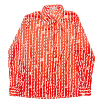 LE BOURGET Womens Shirt Red Crazy Pattern Long Sleeve M