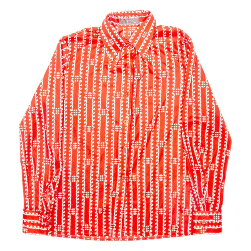 LE BOURGET Womens Shirt Red Crazy Pattern Long Sleeve M