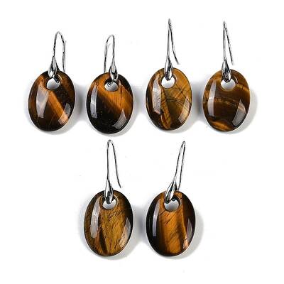Natural Tiger Eye Dangle Earrings