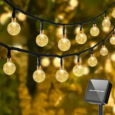 Solar Powered LED String Light, Multi-purpose Waterproof Outdoor Crystal Ball String Light, Decorative Light For Garden, Camp...