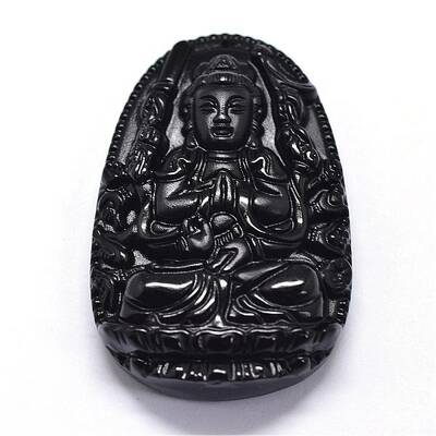 Natural Obsidian Carven Pendants
