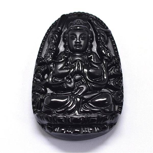 Natural Obsidian Carven Pendants