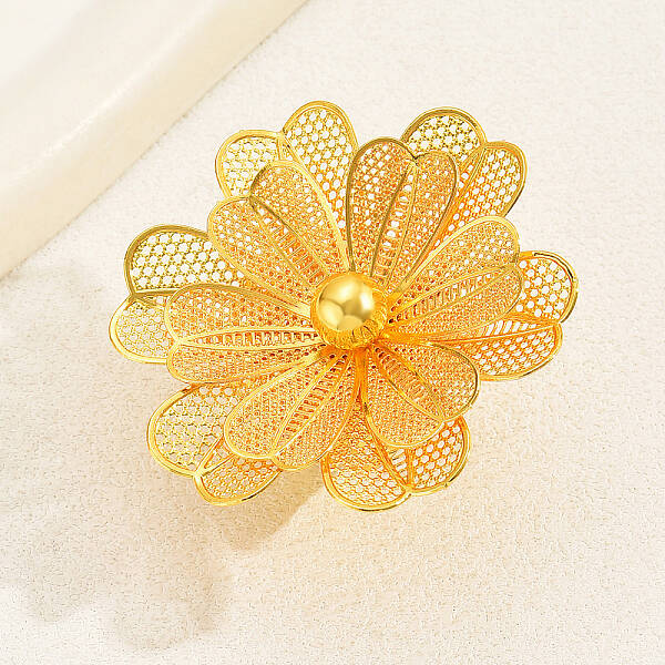 Elegant Flower Iron Open Cuff Ring for Women's Wedding Dress Accessories