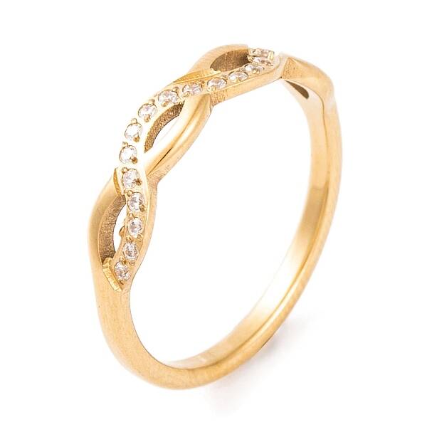 Infinity 304 Stainless Steel with Clear Cubic Zirconia Finger Ring for Women