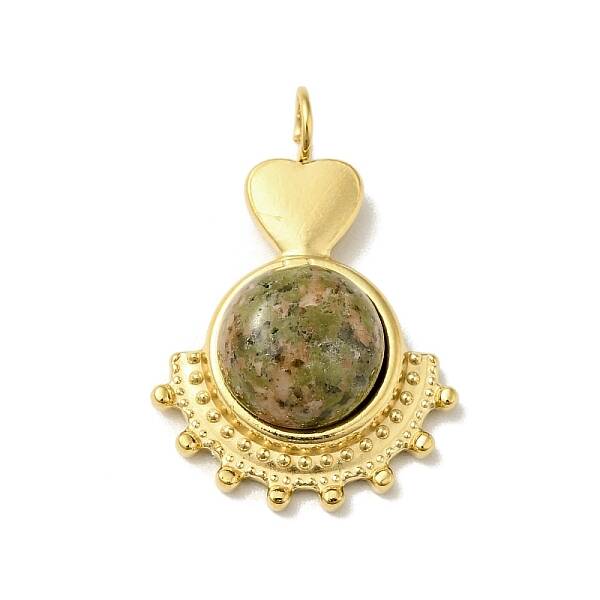 Heart Natural Unakite Pendants