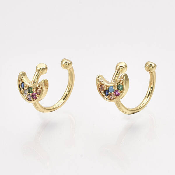 Brass Cubic Zirconia Cuff Earrings