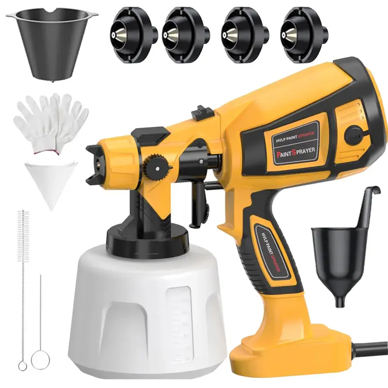 Paint Sprayer 1000W High Power Electric Spray Paint with Adjustable Spray Width Knob 4 Nozzles,1400ml High Capacity Container...