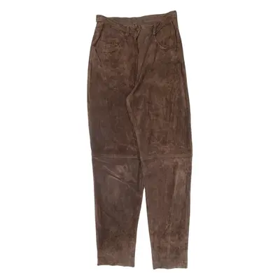 Womens Leather Trousers Brown Regular Tapered Suede W26 L30