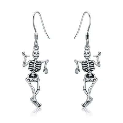 Sterling Silver Skeleton Drop Earrings