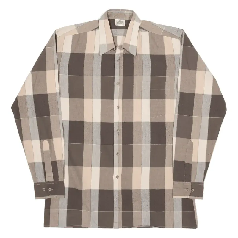 Shirt Brown Check Long Sleeve Mens M