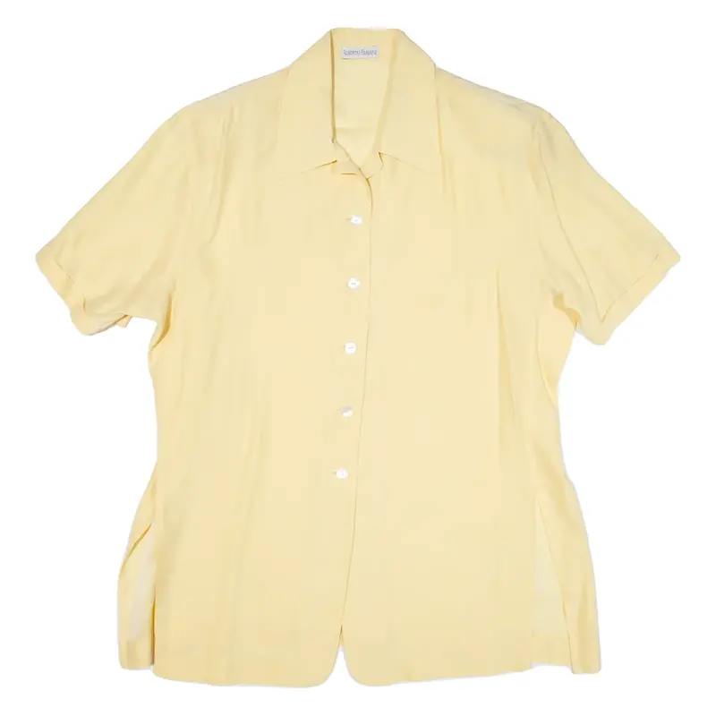Womens Plain Shirt Yellow Silk L