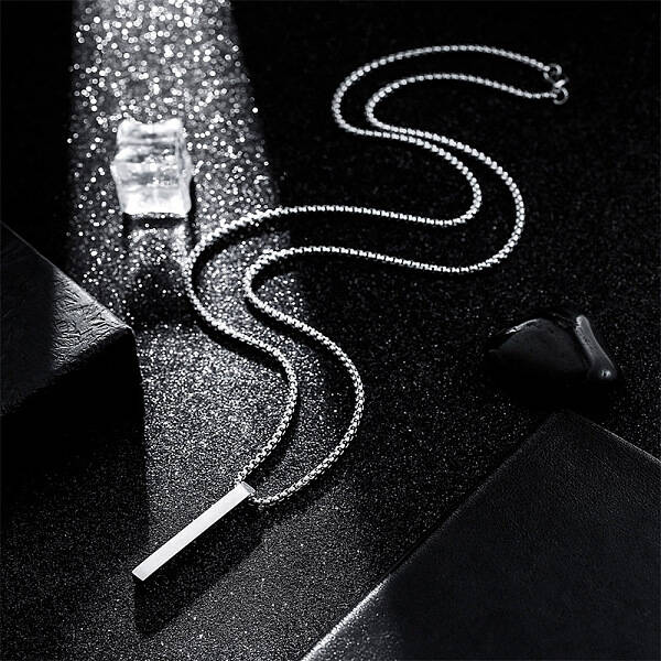 Cuboid Stainless Steel Pendant Necklaces for Men