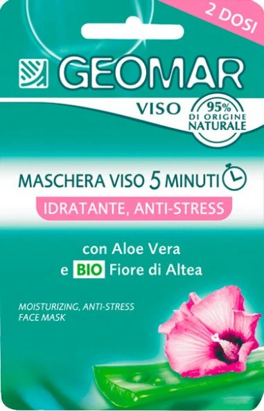 Geomar 5-Minute Moisturizing Antistress Face Mask With Organic Althaea Flower And Aloe Vera 2 Doses Of 15 ml