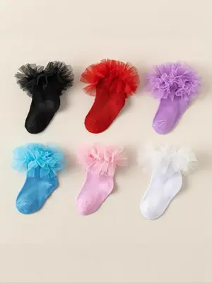 Random Cute Girls' Mid-Calf Socks, Soft Comfy Breathable Socks for Girls, Kid's Socks for All Seasons