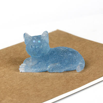 Natural Aquamarine Cat Display Decorations
