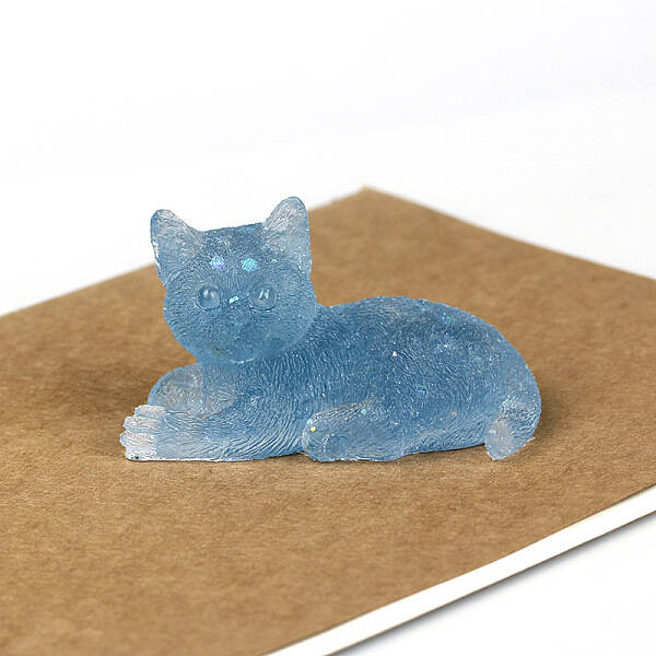 Natural Aquamarine Cat Display Decorations