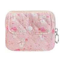 Cotton Quilted Floral Wallet with Cute Prints Zipper Coin Pouch for Women Girls