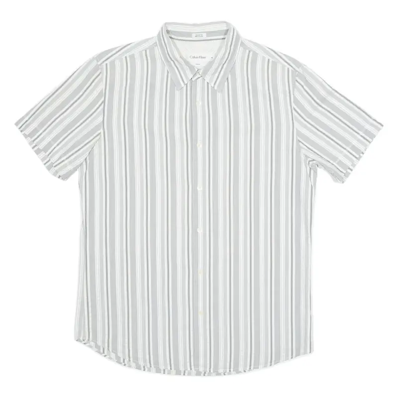 CALVIN KLEIN Slim Fit Mens Shirt Grey Striped M