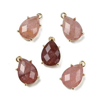 Natural Strawberry Quartz Faceted Pendants