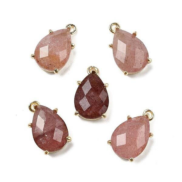Natural Strawberry Quartz Faceted Pendants