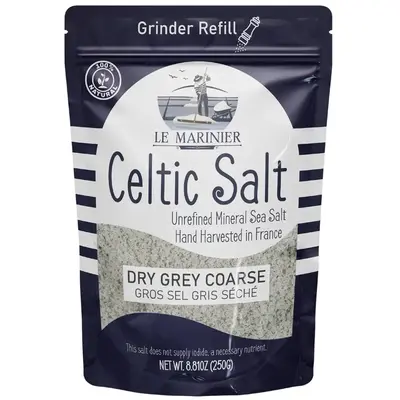 Le Marinier French Sea Salt Dry Grey 0.6lb Mineral-Rich Unrefined Sea Salt 100% Natural Hand Harvested Light Grey Electrolyte...
