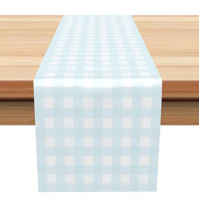 Simple Blue White Plaid Table Runner For Dining Room - Aperturee