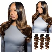 [Wequeen] Pre Colored Highlight Body Wave Human Hair Bundles Brazilian Quick Weave Budget Friendly 10A Grade Viral Hair Bundl...