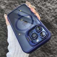For iPhone 13 14 15 16 Case, Compatible with MagSafe, Built-in Camera Ring Stand, Camera Lens Protector, Military-Grade Prote...