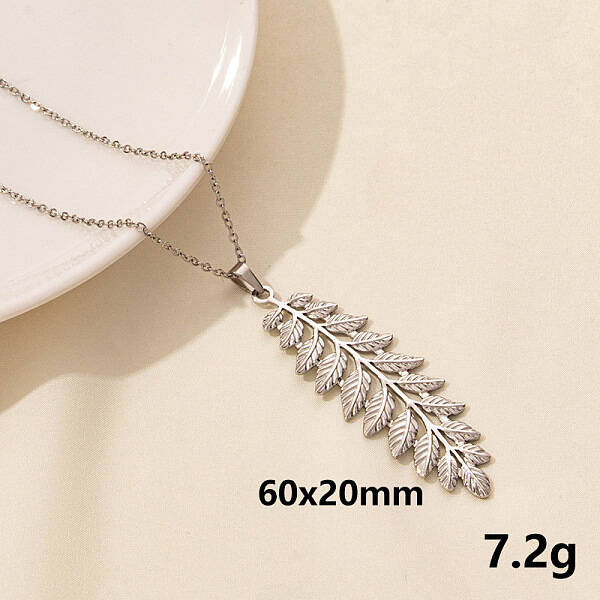 Stainless Steel Leaf Pendant Necklaces