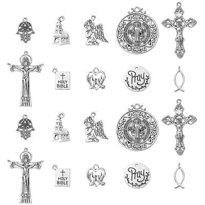 100Pcs 10 Styles Tibetan Style Alloy Pendants