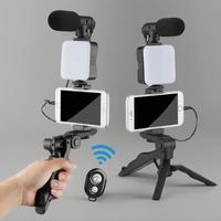 Smartphone Vlogging Kit, Handheld Phone Tripod with Microphone & LED Fill Light, Microphone Set, Phone Video Recording Kit fo...