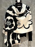 Women's Colorblock Floral Print Shawl, Casual Soft Warm Long Knitted Scarf for Fall & Winter, Fashion Accessories for Women &...