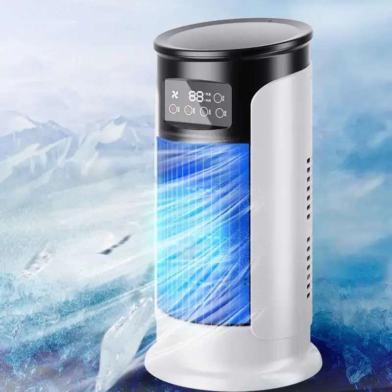 Mist Air Cooling Fan, USB-Plug-In, 6-Hour Timer, 6-Level Power, LED Atmasphere Lighting, Desktop Air Cooler, Room Humidifier,...