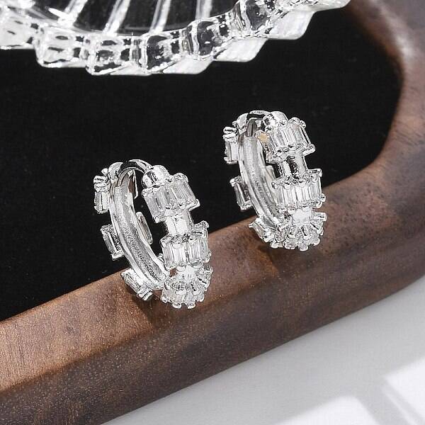 Brass Glass Hoop Earrings