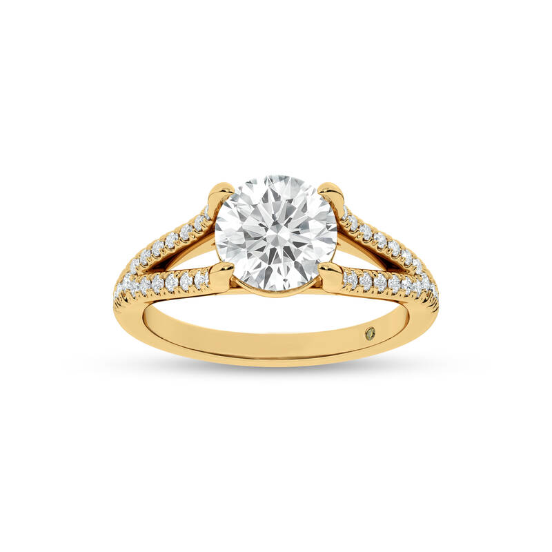 Delhi Split Shank Round Lab Grown Diamond Engagement Ring | 18K Yellow Gold 1 1/5 CT. TW.