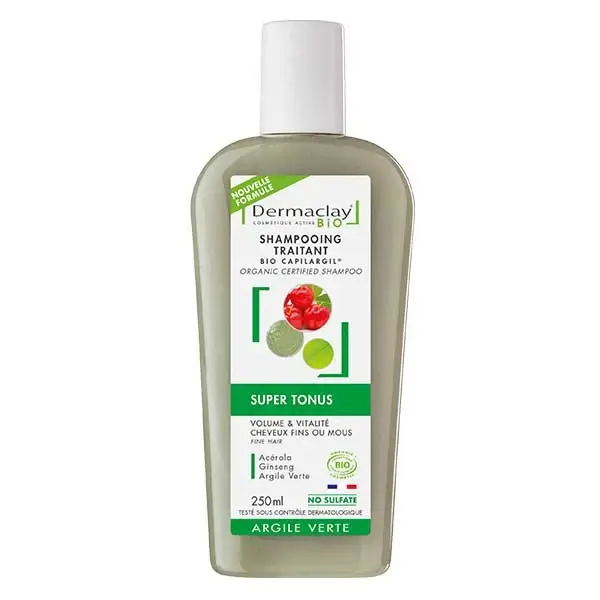 Dermaclay Organic Treatment Shampoo for Fine Hair Tonus Green Clay 250ml