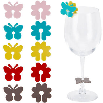 70Pcs 10 Styles Silicone Wine Glass Charms