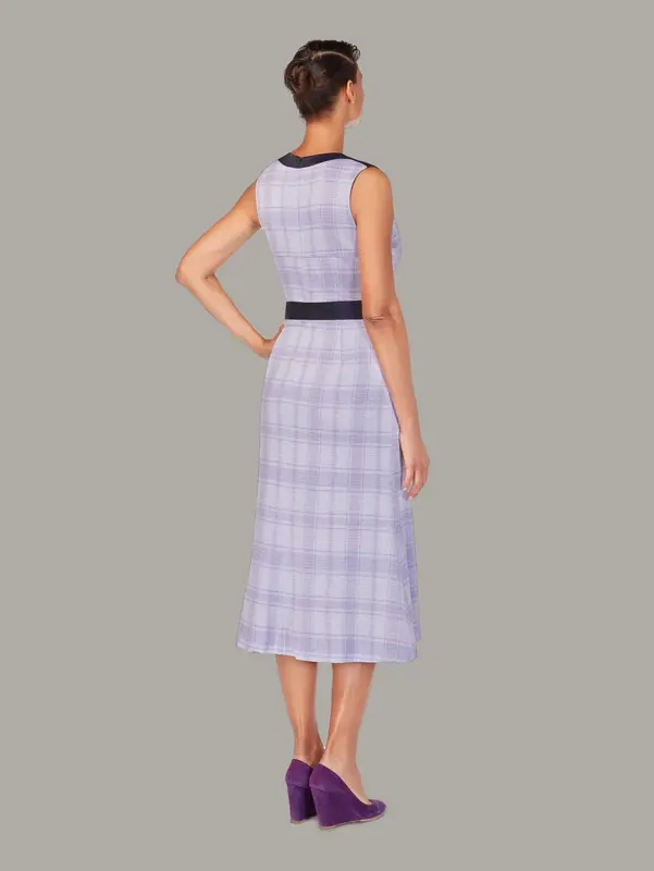ACACIA | Panelled Jacquard Jersey Dress | Colour: Lilac Mix | Size: UK 14 (US 8)