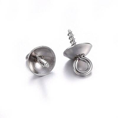 201 Stainless Steel Cup Pearl Peg Bails Pin Pendants
