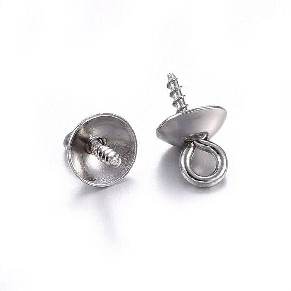 201 Stainless Steel Cup Pearl Peg Bails Pin Pendants