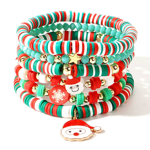 Pearl Clay Heishi Beaded Stretch Bracelets