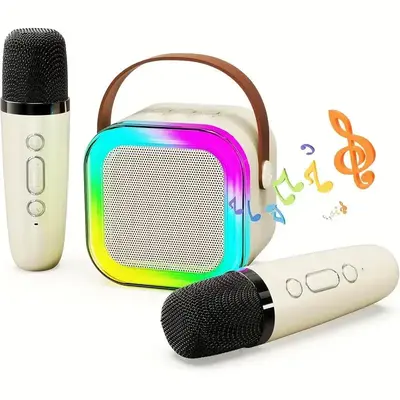 Portable Mini Karaoke Speaker with 2 Microphone, Wireless Outdoor Speaker, Home Singing Karaoke Wireless Speaker, Audio & Vid...
