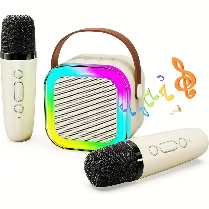Portable Mini Karaoke Speaker with 2 Microphone, Wireless Outdoor Speaker, Home Singing Karaoke Wireless Speaker, Audio & Vid...