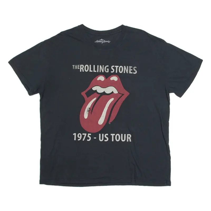 THE ROLLING STONES 1975 - US Tour Mens Band T-Shirt Grey 2XL
